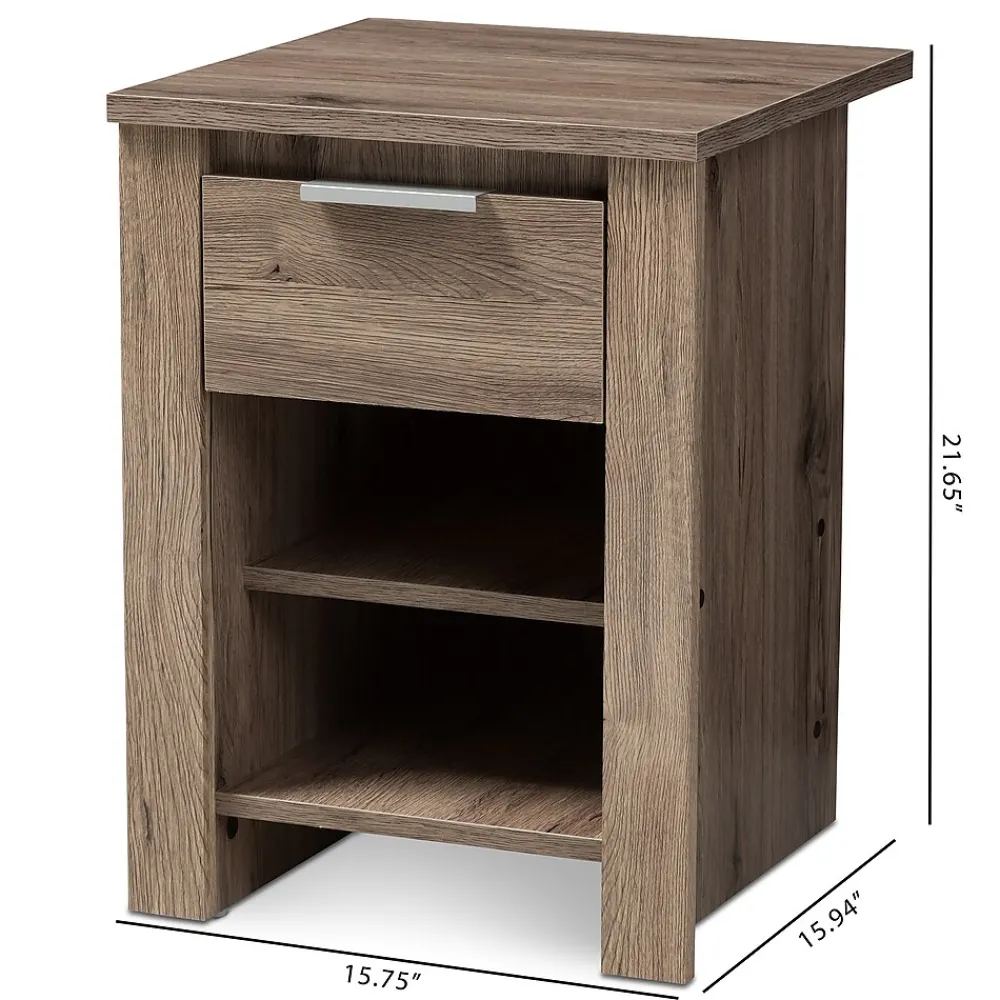 Storage Cabinets*Baxton Studio Laverne 21.65" High 2-Shelf Nightstand, Oak Brown (146-8295-HiT)