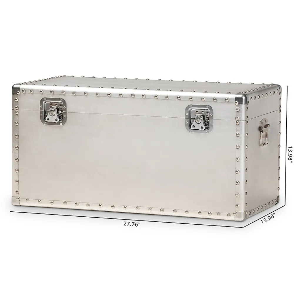 Storage Cabinets*Baxton Studio Serge 13.98" High Storage Trunk, Silver (160-10246-HiT)