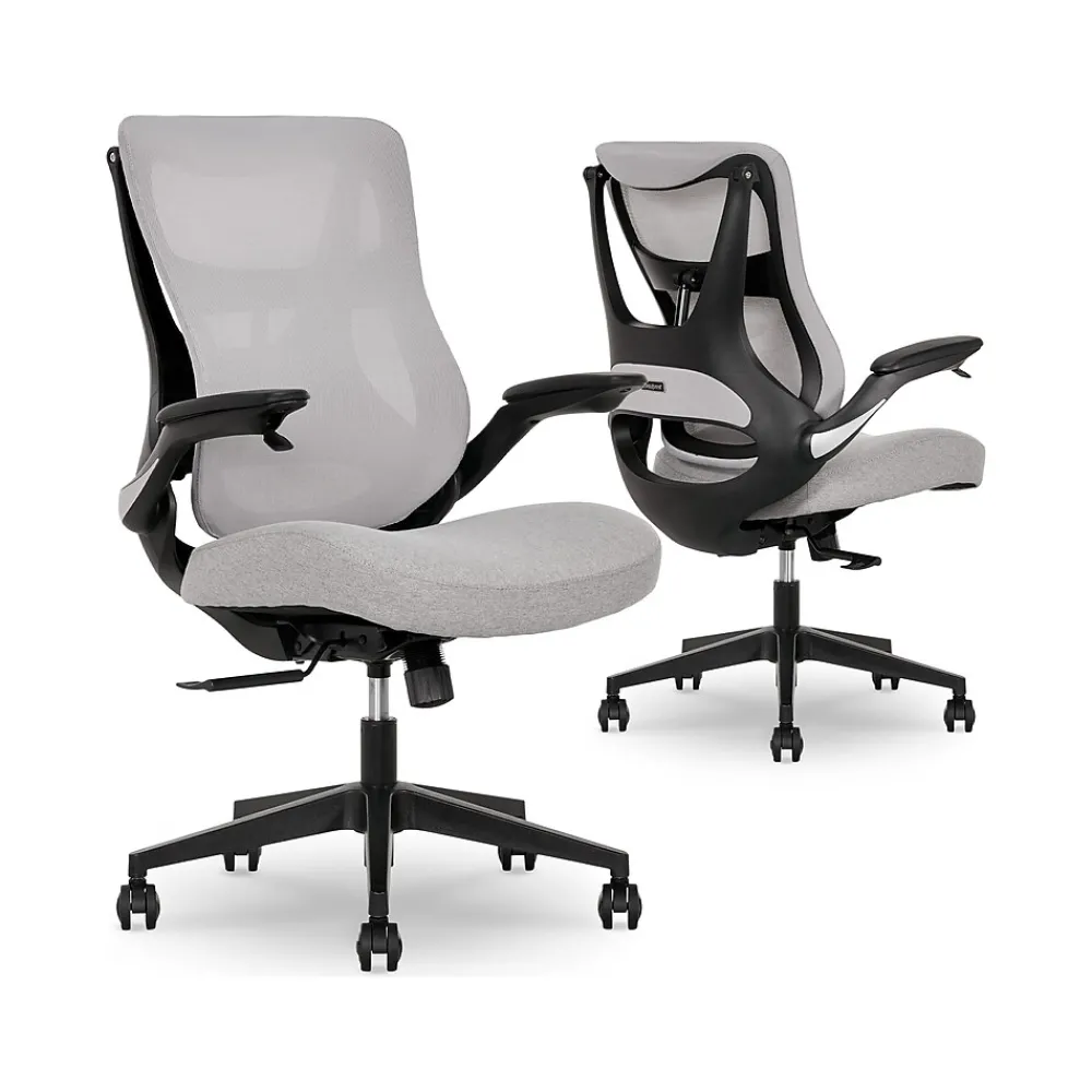 Office Chairs*Beautyrest ErgoMax Ergonomic Mesh/Fabric Swivel Task Chair, (60078-Gry) Gray