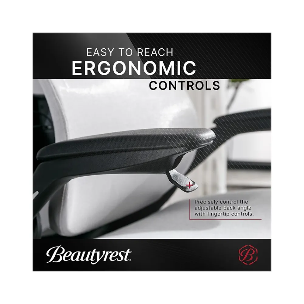 Office Chairs*Beautyrest ErgoMax Ergonomic Mesh/Fabric Swivel Task Chair, (60078-Gry) Gray