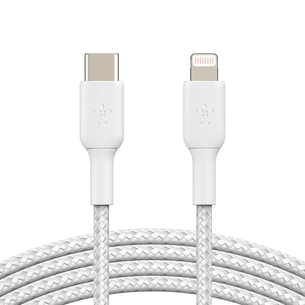 Belkin BOOST CHARGE Braided USB-C to Lightning Cable, 1 m / 3.3 ft., White