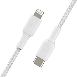Belkin BOOST CHARGE Braided USB-C to Lightning Cable, 1 m / 3.3 ft., White
