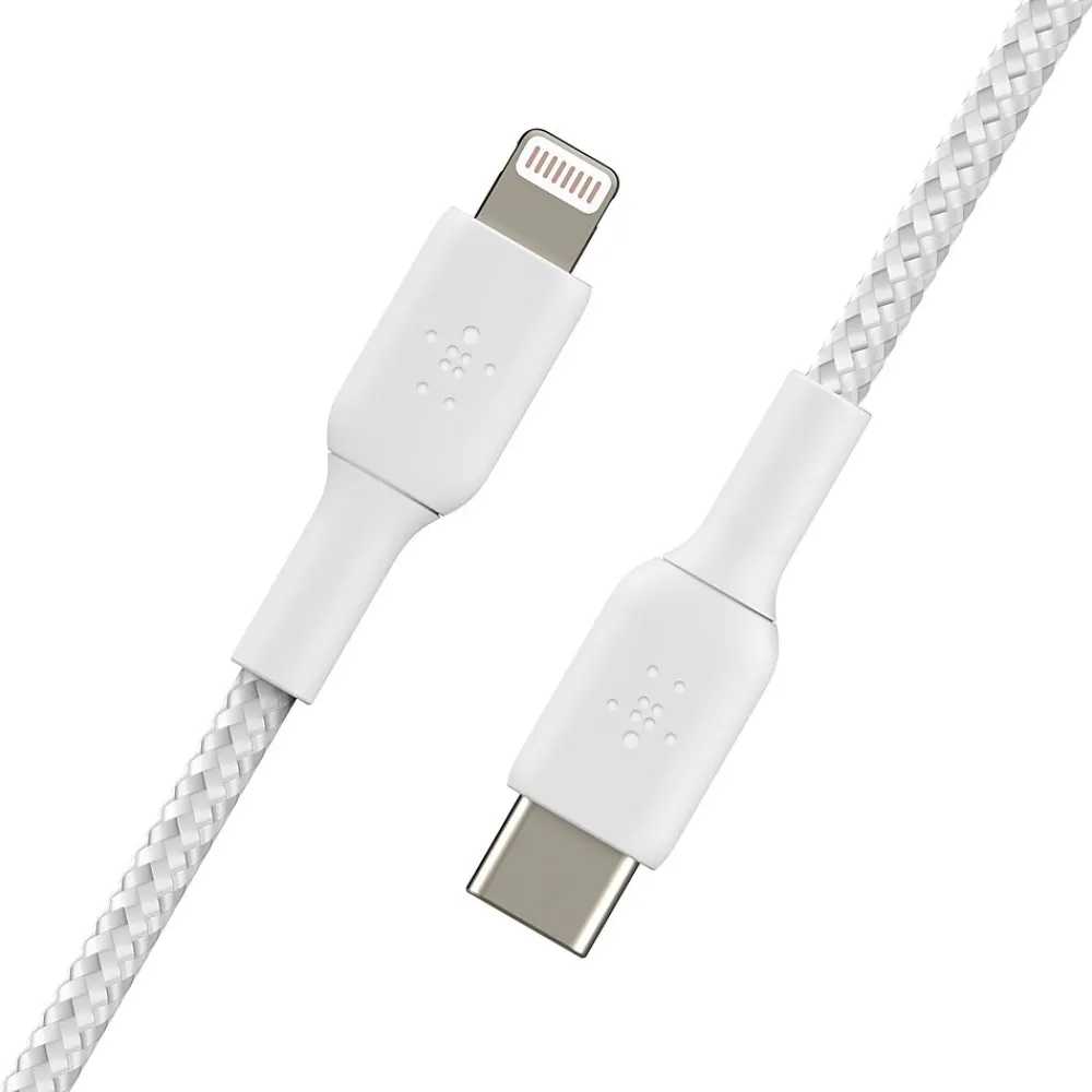 Belkin BOOST CHARGE Braided USB-C to Lightning Cable, 1 m / 3.3 ft., White