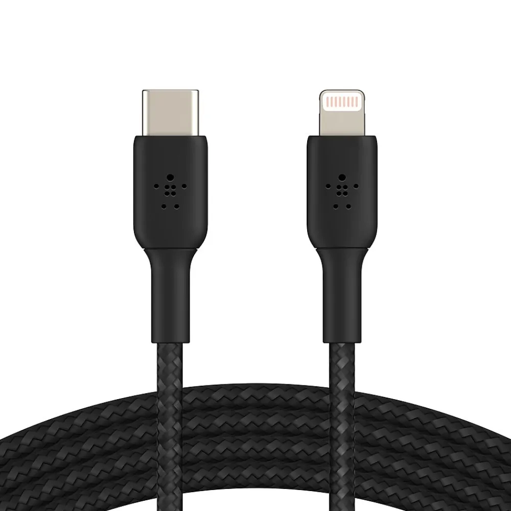 Belkin BOOST CHARGE Braided USB-C to Lightning Cable, 6.6 ft., Black