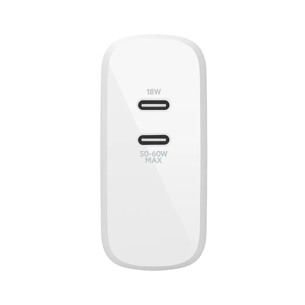 BOOST CHARGE Dual USB-C PD GaN Wall Charger, 68 W, White<Belkin Hot