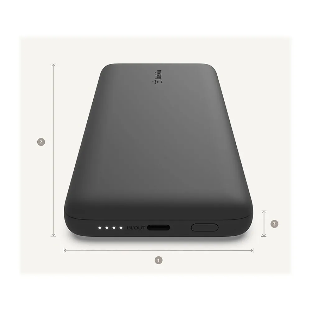 BOOST CHARGE Plus Lightning/USB Type-C Power Bank for Most Smartphones, 10000mAh, Black (BPB006BTBLK)<Belkin Sale