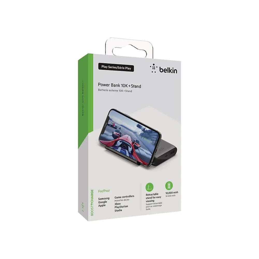 BOOST CHARGE USB Power Bank with Stand for Most Smartphones, 10000mAh, Black (BPZ002BTBK)<Belkin Hot