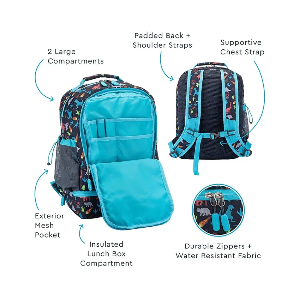 Kids Prints Dinosaur Backpack with Lunch Box, Multicolor (BGBKPAK-DNO)<bentgo Best
