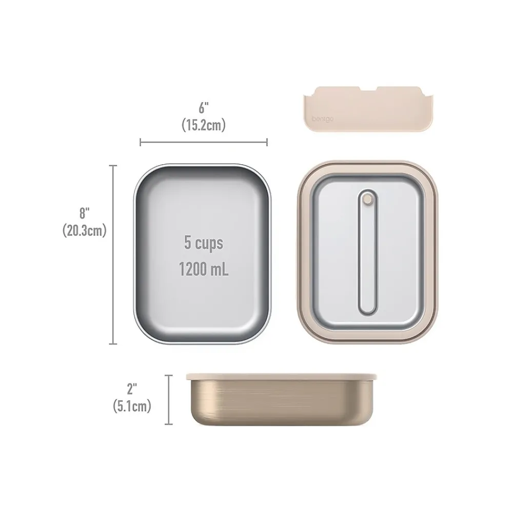 bentgo MicroSteel Lunch Box, Gold, 41 oz. (BGSTLCH-GD)