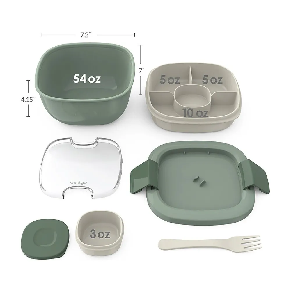 Lunch Totes & Water Bottles|bentgo Salad Container, Khaki Green, 54 oz. (BGOSAL-KG)
