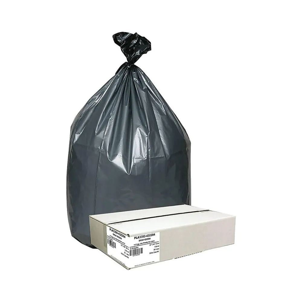 Platinum Plus 33 Gallon Industrial Trash Bag, 33" x 40", Low Density, 1.35mil, Black, 50 Bags/Box (PLA3350)<Berry Global New