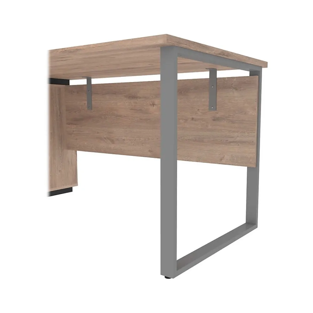 Office Desks*bestar Aquarius 66" Desk with Single Pedestal, Rustic Brown/Graphite (114400-000009)