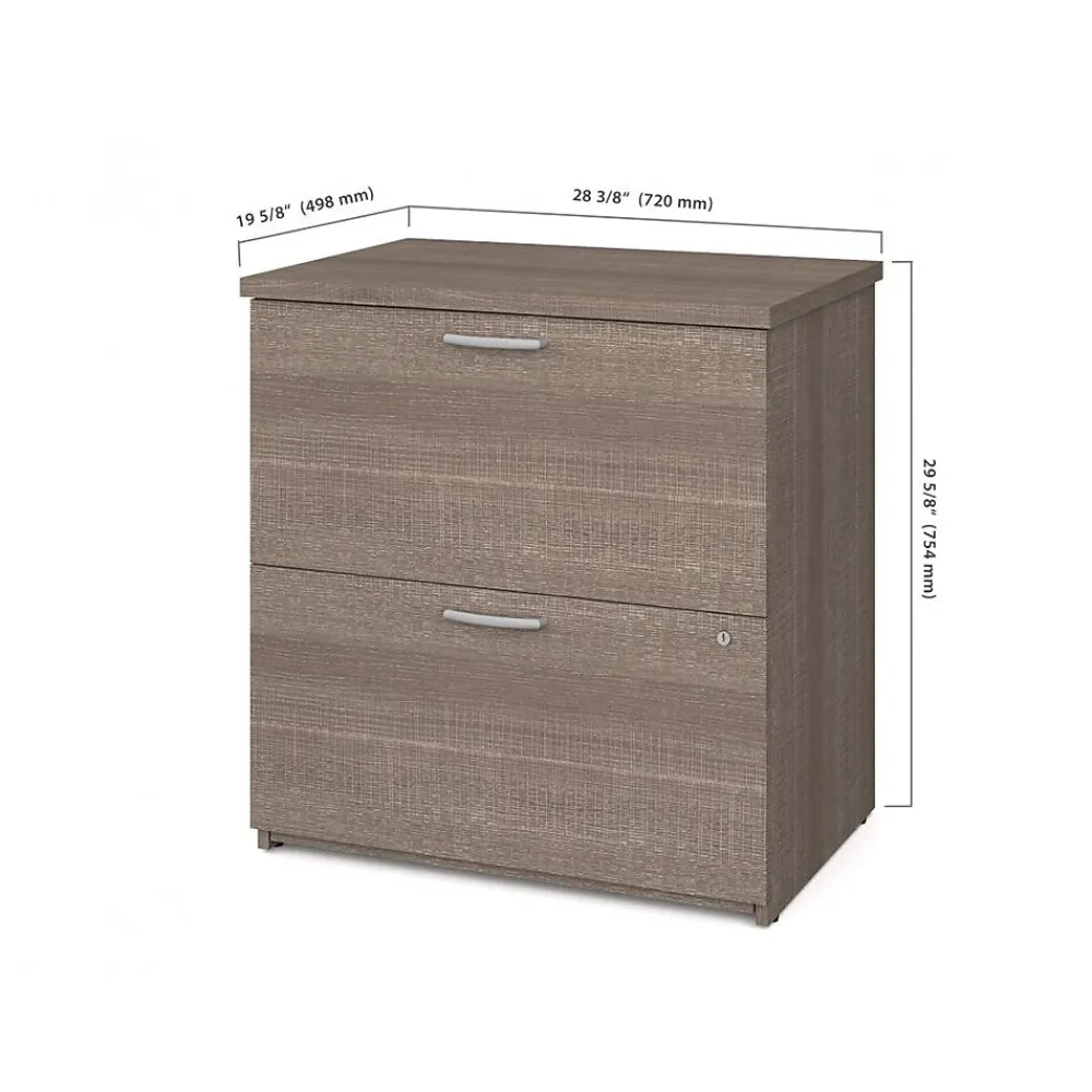 Corner Desks*bestar Logan 66" U-Shaped Executive Desk with Hutch, Lateral File Cabinet, and Bookcase, Bark Grey (46851-47)