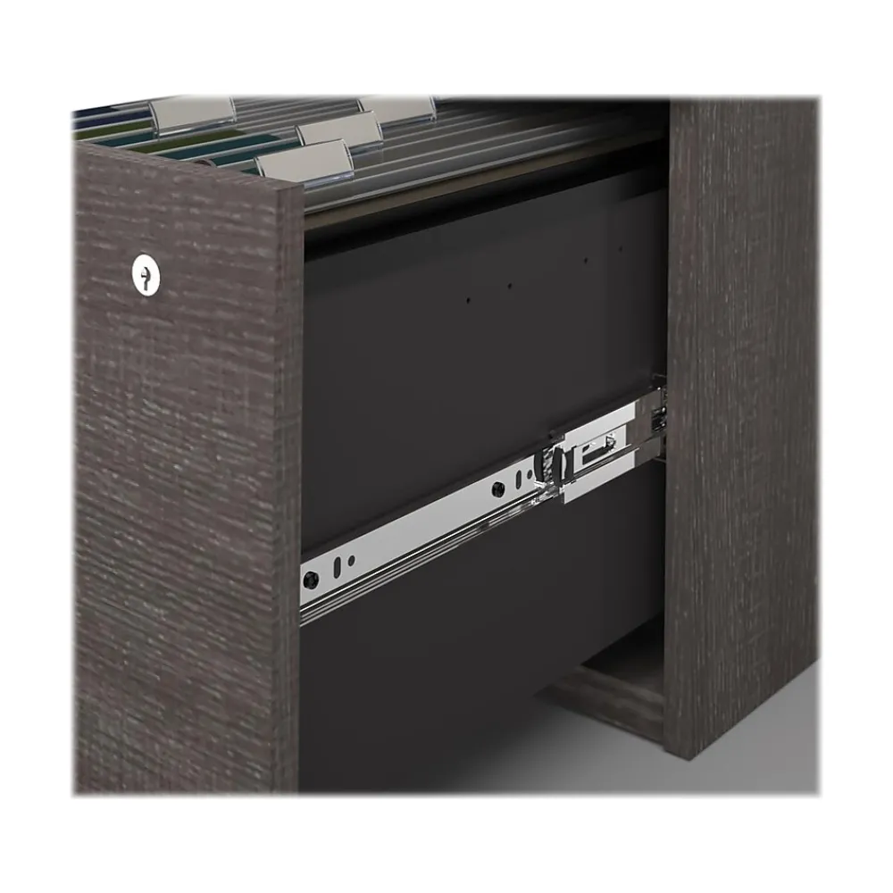 Corner Desks*bestar Logan 66" U-Shaped Executive Desk with Hutch, Lateral File Cabinet, and Bookcase, Bark Grey (46851-47)