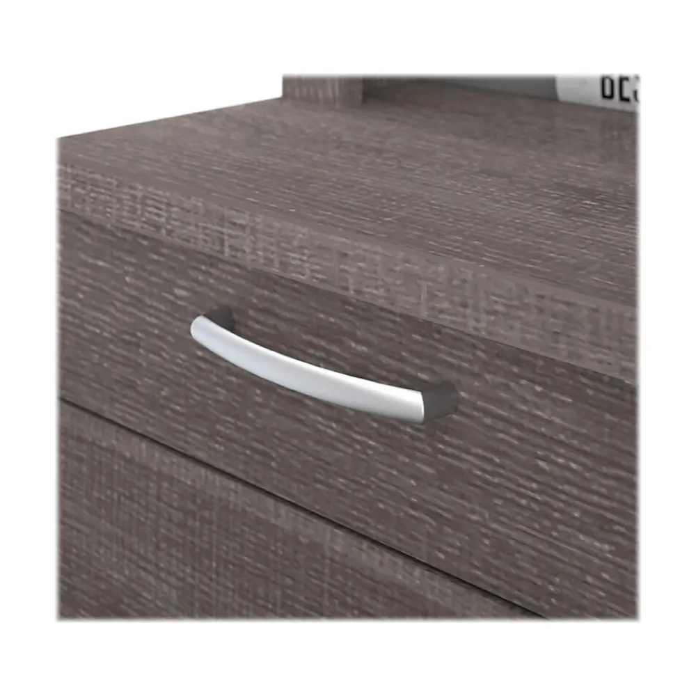 Corner Desks*bestar Logan 66" U-Shaped Executive Desk with Hutch, Lateral File Cabinet, and Bookcase, Bark Grey (46851-47)
