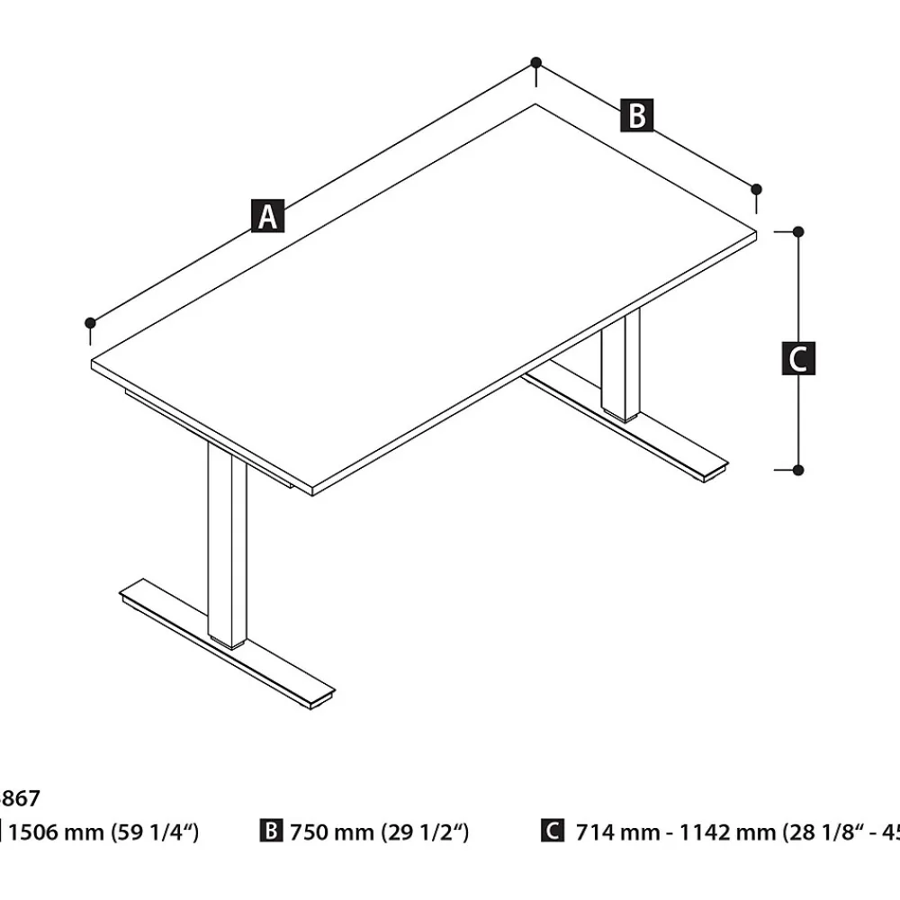 Standing Desks*bestar Universel 60"W Electric Height Adjustable Desk, Antigua (65867-52)