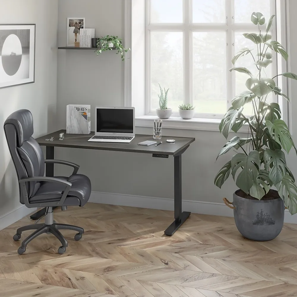 Standing Desks*bestar Universel 60"W Electric Height Adjustable Desk, Deep Grey (65867-32)
