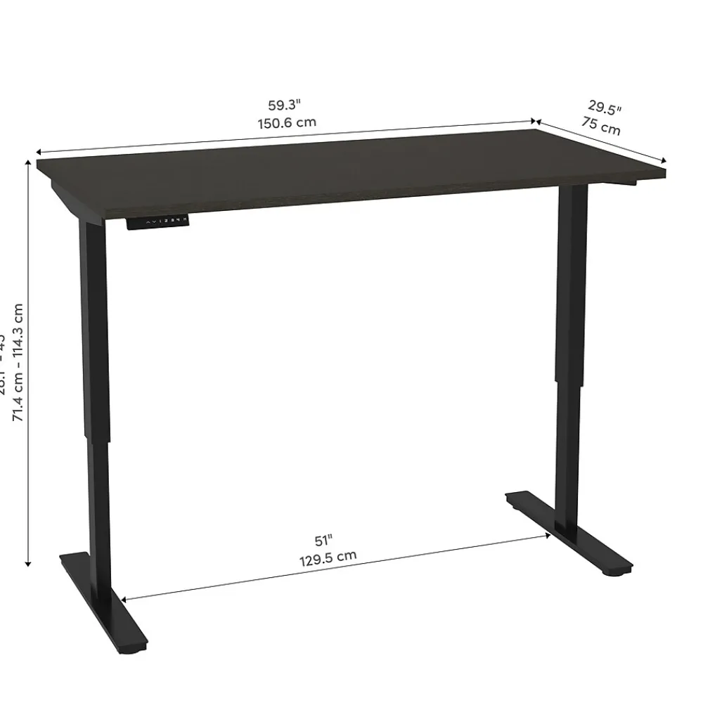 Standing Desks*bestar Universel 60"W Electric Height Adjustable Desk, Deep Grey (65867-32)