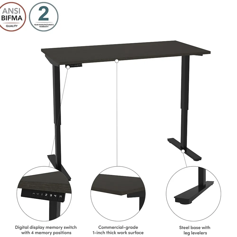 Standing Desks*bestar Universel 60"W Electric Height Adjustable Desk, Deep Grey (65867-32)