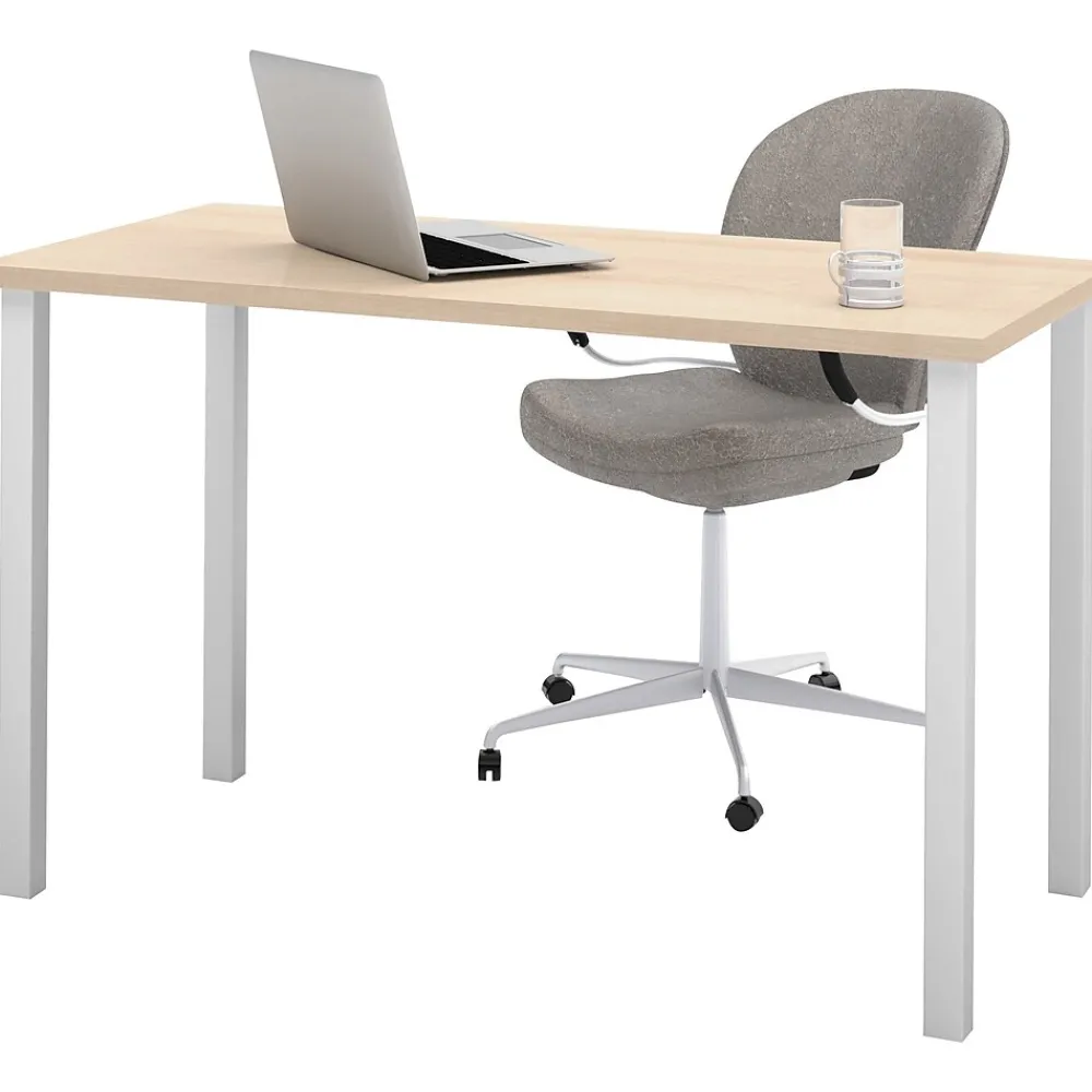 Office Desks*bestar 48"W Table Desk with Square Metal Legs, Northern Maple (65855-38)