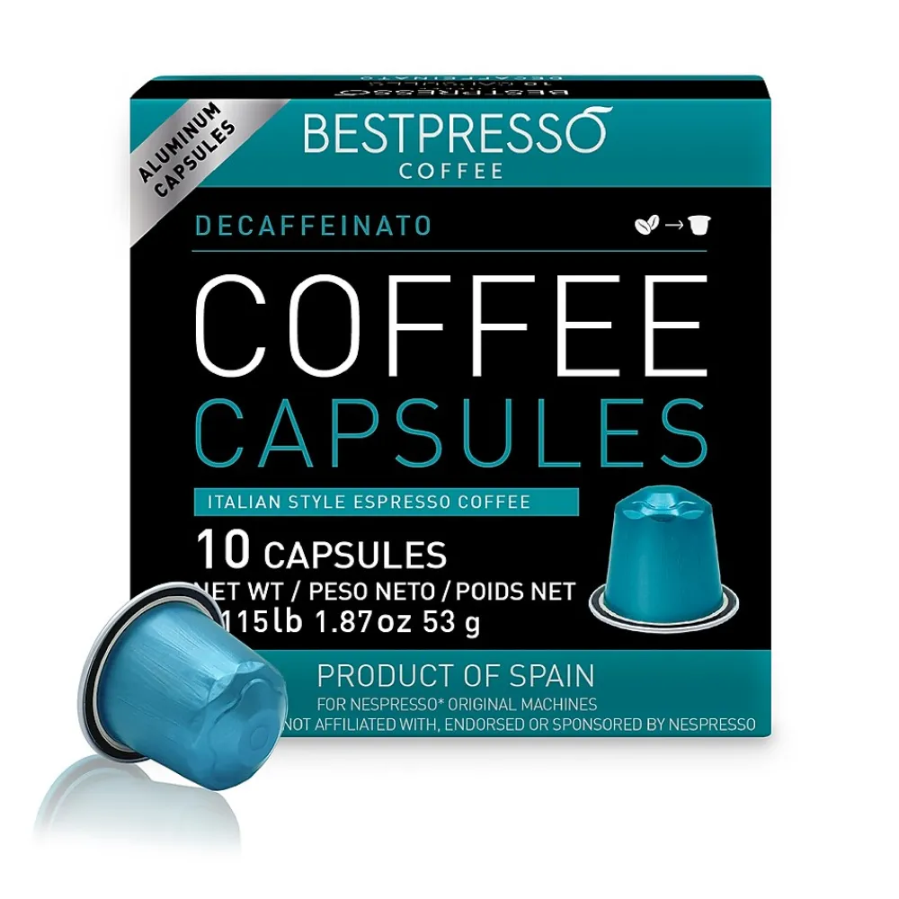 Bestpresso Decaffeinatio Blend Coffee Nespresso Original Pods, Light Roast, 10/Box (BST10423)