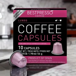 Bestpresso Lungo Blend Coffee Nespresso Original Pods, Dark Roast, 10/Box (BST10425)