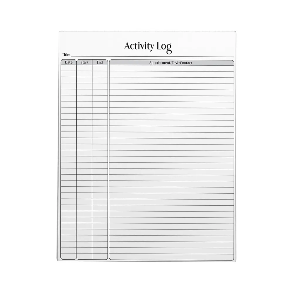 Notepads|Better Office Activity Log Notepad, 8.5" x 11", Project-Ruled, White/Black, 50 Sheets/Pad (25836)