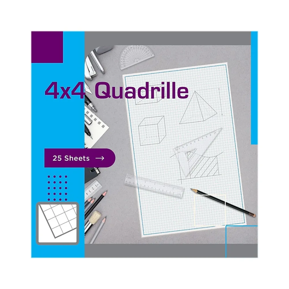 Notepads|Better Office Graph Pad, 11" x 17", Quad-Ruled, White, 25 Sheets/Pad (25600)