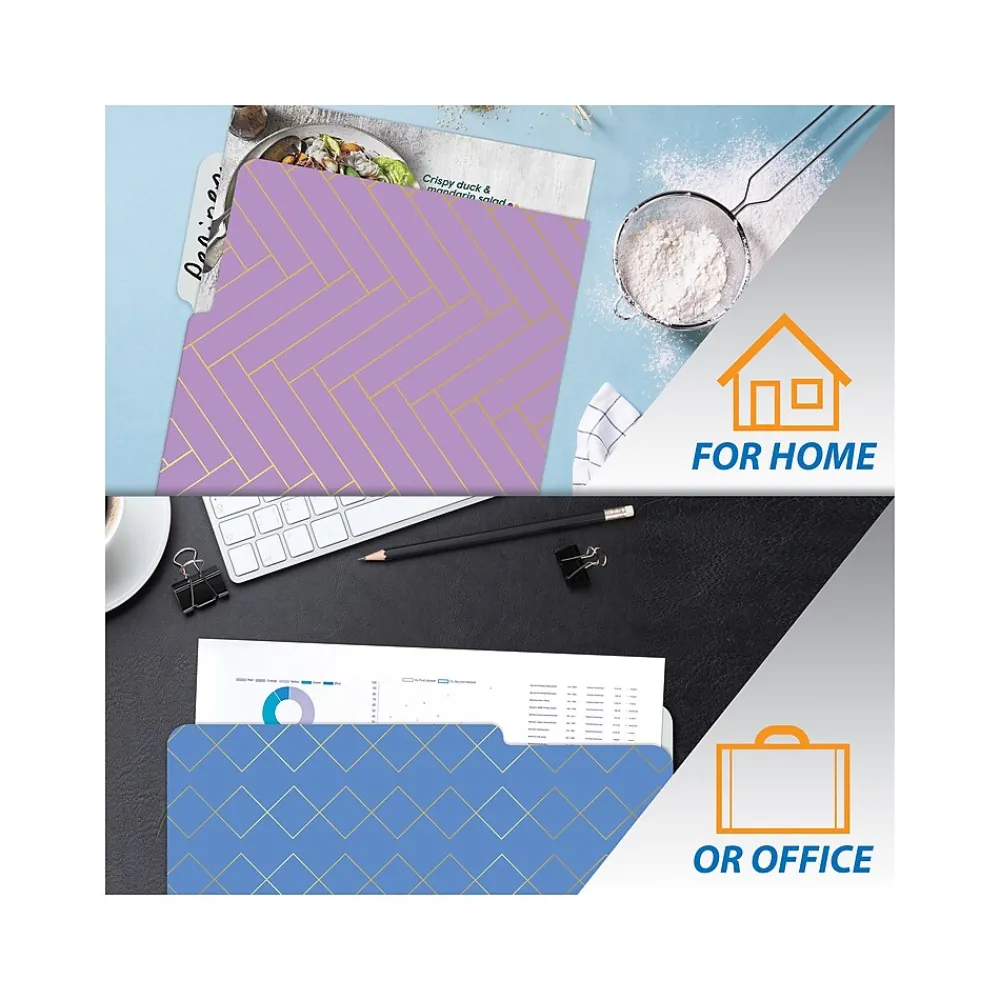 File Folders|Better Office Heavy-Duty File Folders, 1/3-Cut Tab, Letter Size, Paper Stock, Ombre Rainbow, 18/Pack (80030-18PK)