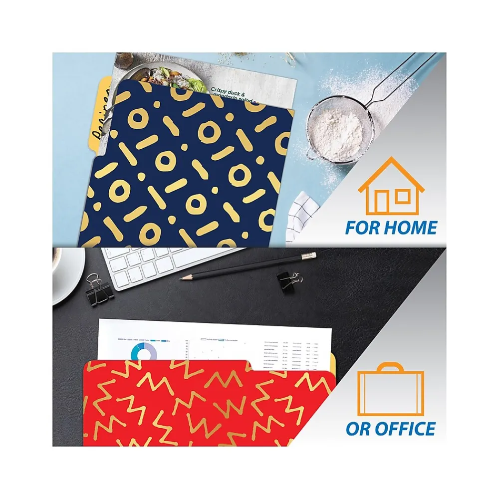 File Folders|Better Office Heavy-Duty File Folders, 1/3-Cut Tab, Letter Size, Paper Stock, Assorted Colors, 18/Pack (80031-18PK)