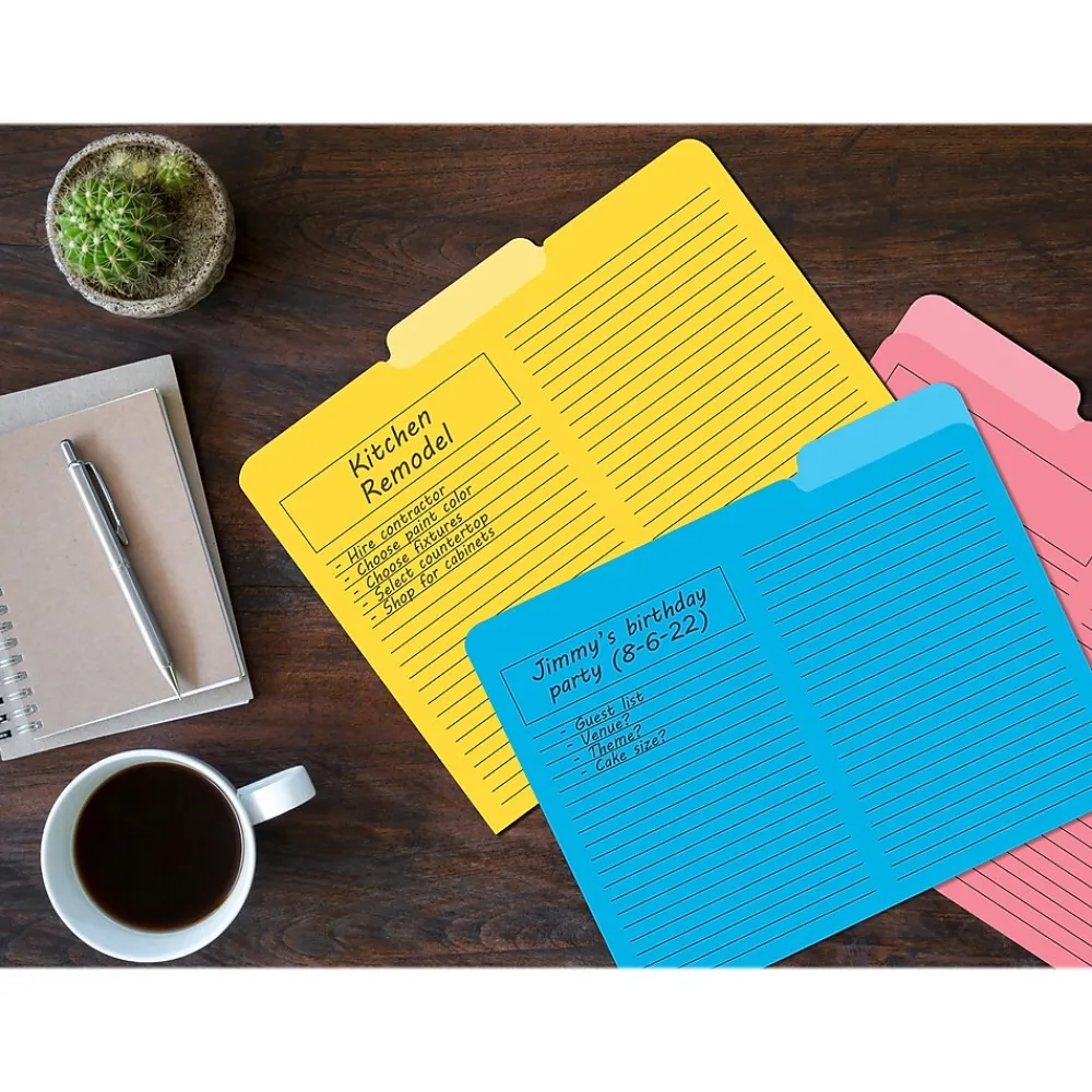 File Folders|Better Office Heavyweight File Folders, 1/3-Cut Tab, Letter Size, Assorted Colors, 12/Pack (89112-12PK)