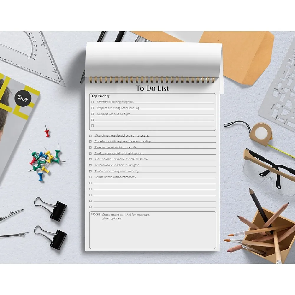 Notepads|Better Office To-Do List Notepad, 8.5" x 11", Ruled, White, 50 Sheets/Pad, 3 Pads/Pack (25823-3PK)