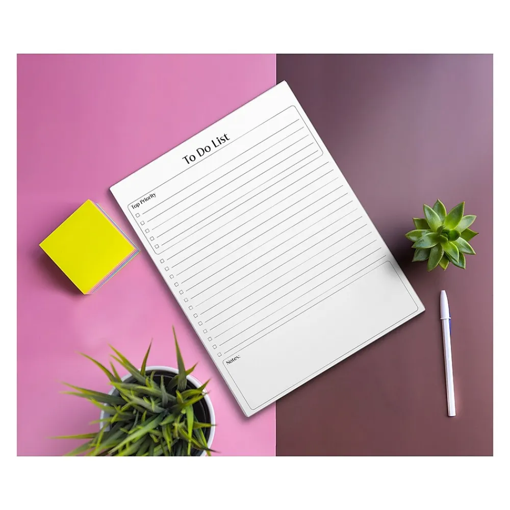 Notepads|Better Office To-Do List Notepad, 8.5" x 11", Ruled, White, 50 Sheets/Pad, 4 Pads/Pack (25833-4PK)