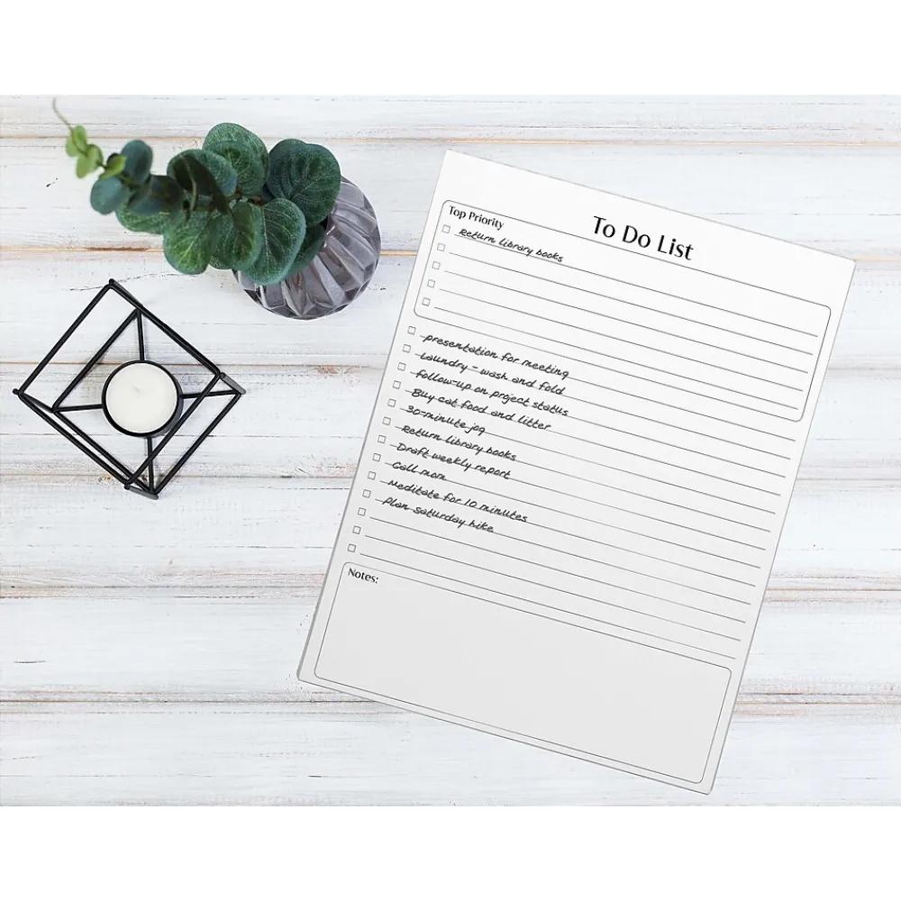 Notepads|Better Office To-Do List Notepad, 8.5" x 11", Ruled, White, 50 Sheets/Pad, 4 Pads/Pack (25833-4PK)