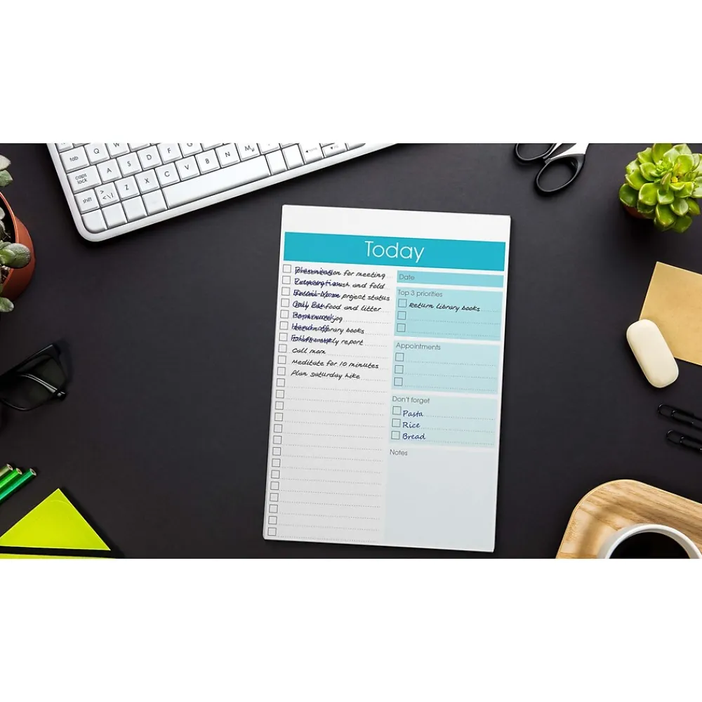 Notepads|Better Office To-Do List Notepad, 7" x 10", Project-Ruled, White/Blue, 52 Sheets/Pad (25830)