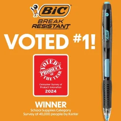 Pencils|BIC Break-Resistant Mechanical Pencils with Erasers, 0.7mm, #2 Medium Lead, 2/Pack (MV7PRP2-BLK)