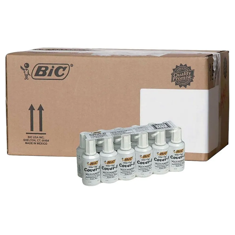 Correction & White-Out|BIC Cover-it Correction Fluid, White, Bulk (WOC12CT)