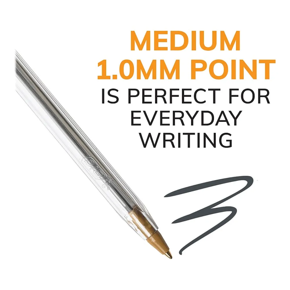 Pens|BIC Cristal Xtra Smooth Ballpoint Pen, Medium Point, Black Ink, 500/Pack (MS500E-BLK)