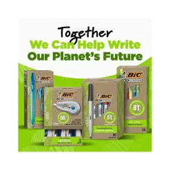 Pens|BIC ECOlutions Retractable Gel Pens, Medium Point, 1.0 mm, Assorted Inks, 12/Pack (RGLE11-AST)