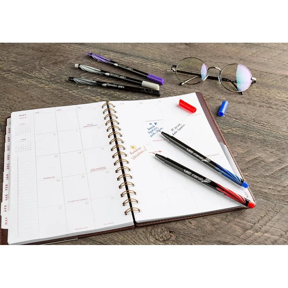 Pens|BIC Intensity Fineliner Felt Pens, Fine Point, Assorted Inks, 10/Pack (FPINFAP10-AST)