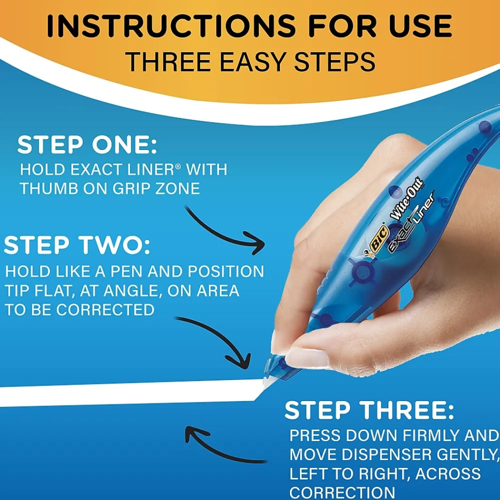 Correction & White-Out|BIC Wite-Out Exact Liner Correction Tape, White, 4/Pack (WOELP418)