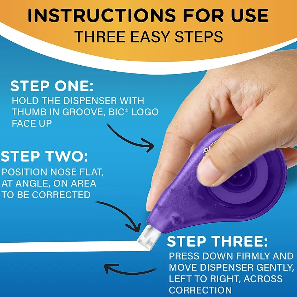 Correction & White-Out|BIC Wite-Out EZ Correct Correction Tape, White, 10/Pack (50790)