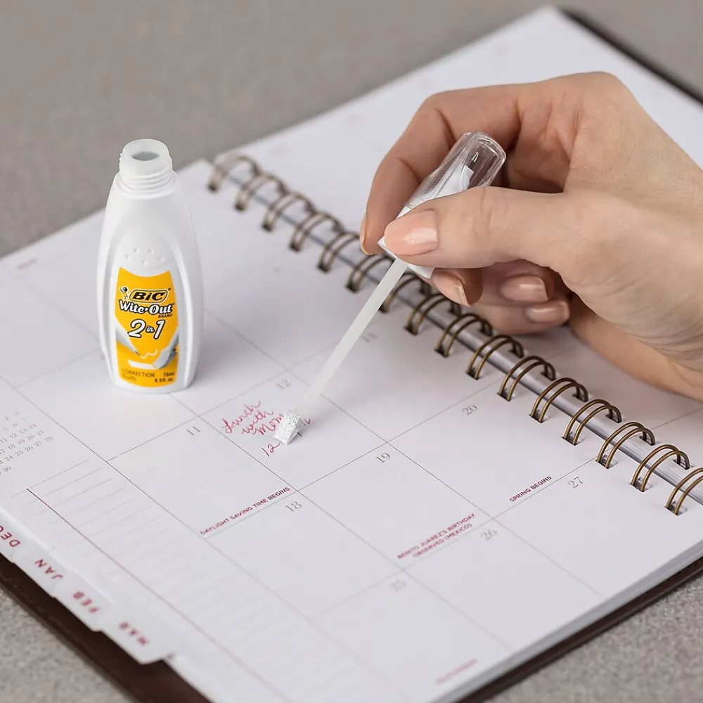 Correction & White-Out|BIC Wite-Out 2-in-1 Correction Fluid, 15 ml., White (WOPFP11)