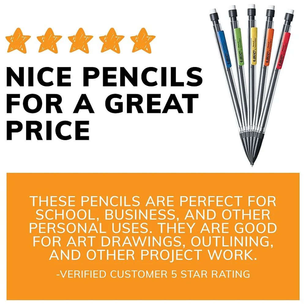 Pencils|BIC Xtra Smooth Mechanical Pencils, 0.7mm, #2 Medium Lead, Dozen (90085/MP11)