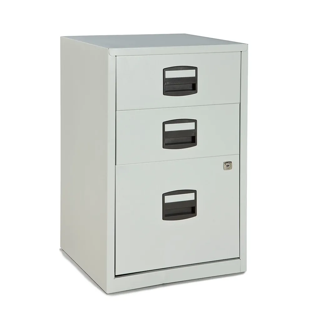 File Cabinets*Bisley ® Three Drawer Steel Home Filing Cabinet, Light Gray