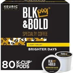 BLK & Bold Brighter Days Coffee Keurig K-Cup Pod, Light Roast, 80/Carton (5000372406CT)