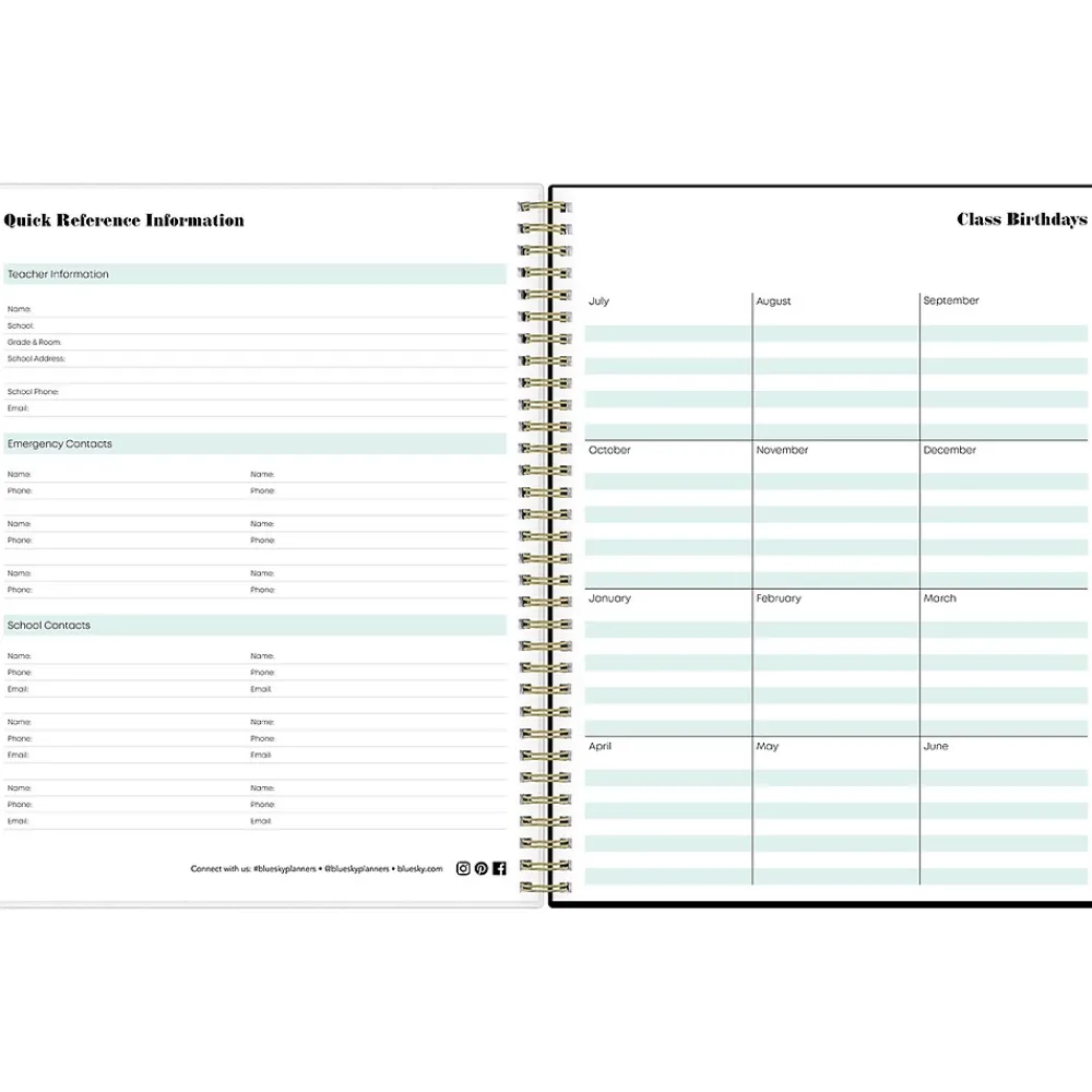 Academic Planners|Blue Sky Dark Gray Gale 8.5" x 11" Academic Weekly & Monthly Lesson Planner (136608)