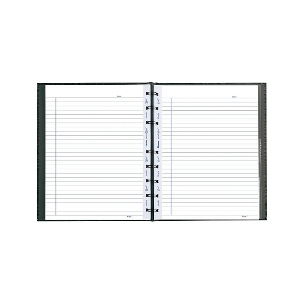Notebooks|Blueline MiracleBind Professional Notebooks, 7.25" x 9.25", College Ruled, 75 Sheets, Black (AF9150.81)