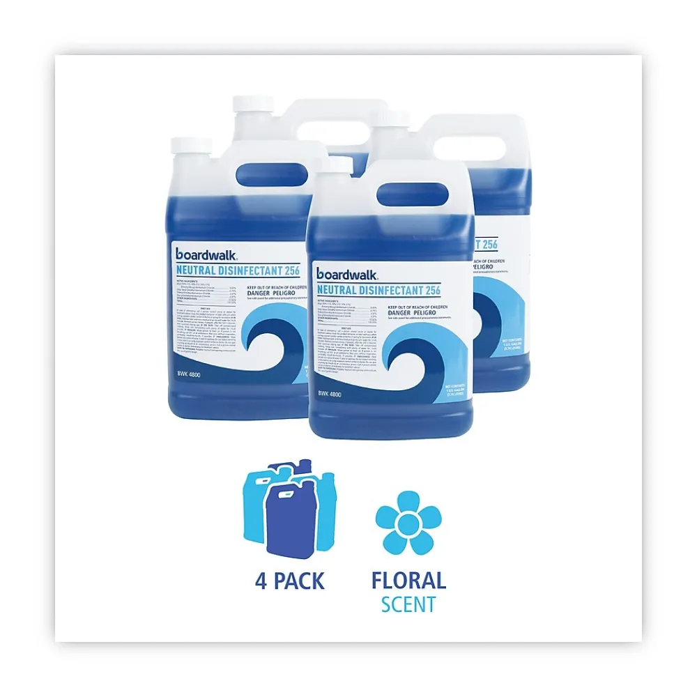 ® Neutral Disinfectant, Floral Scent, 1 gal Bottle, 4/Carton<Boardwalk Hot