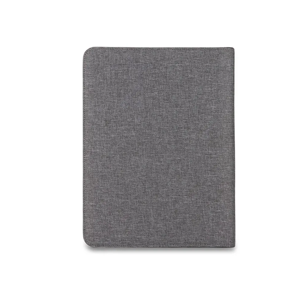 Faux Leather Padfolio with Zipper Closure, Gray (WRC1503BS-GREY)<Bond Street Discount